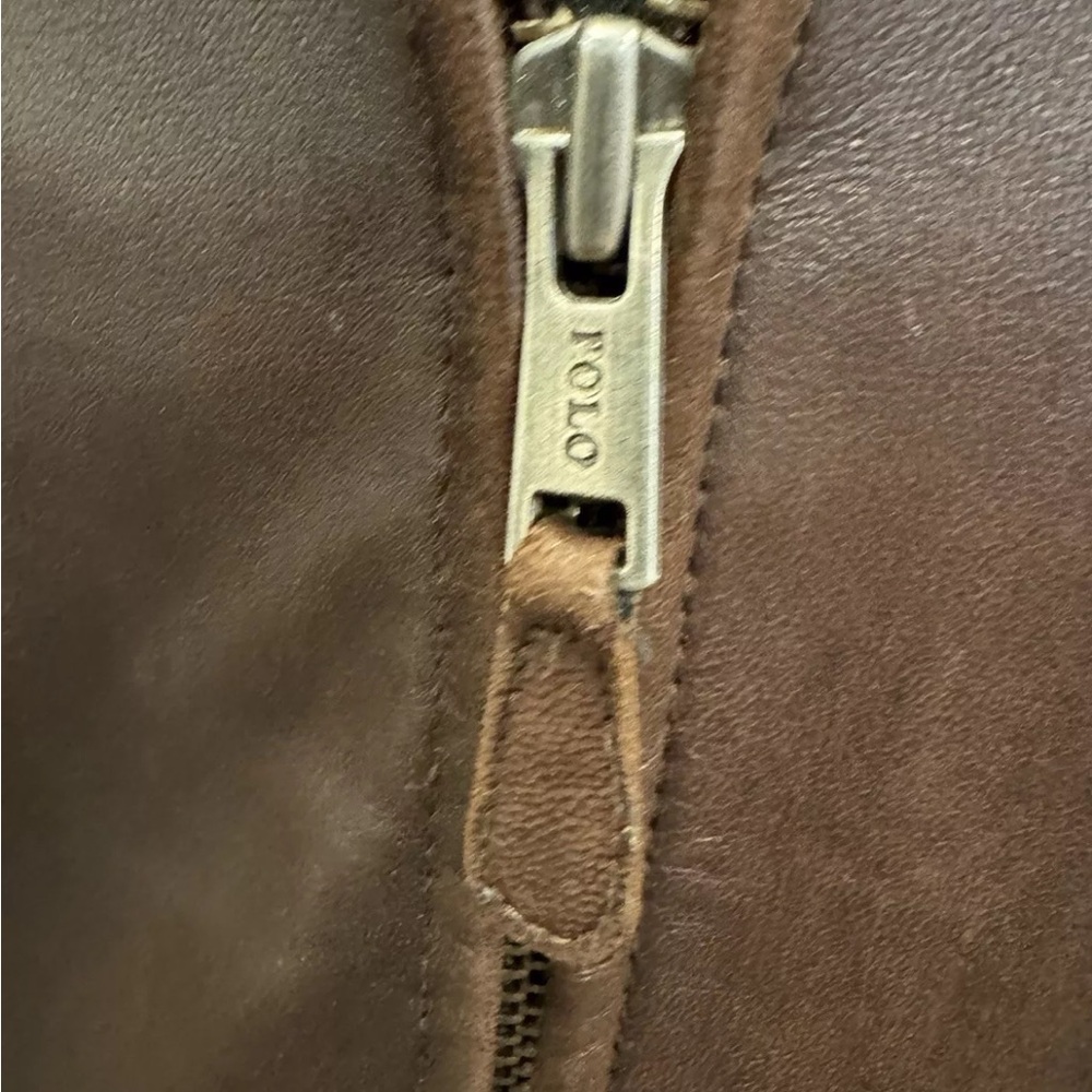 Polo by Ralph Lauren Vintage Biswing Leather Bomber Jacket in Brown Size L - Picture 9 of 16